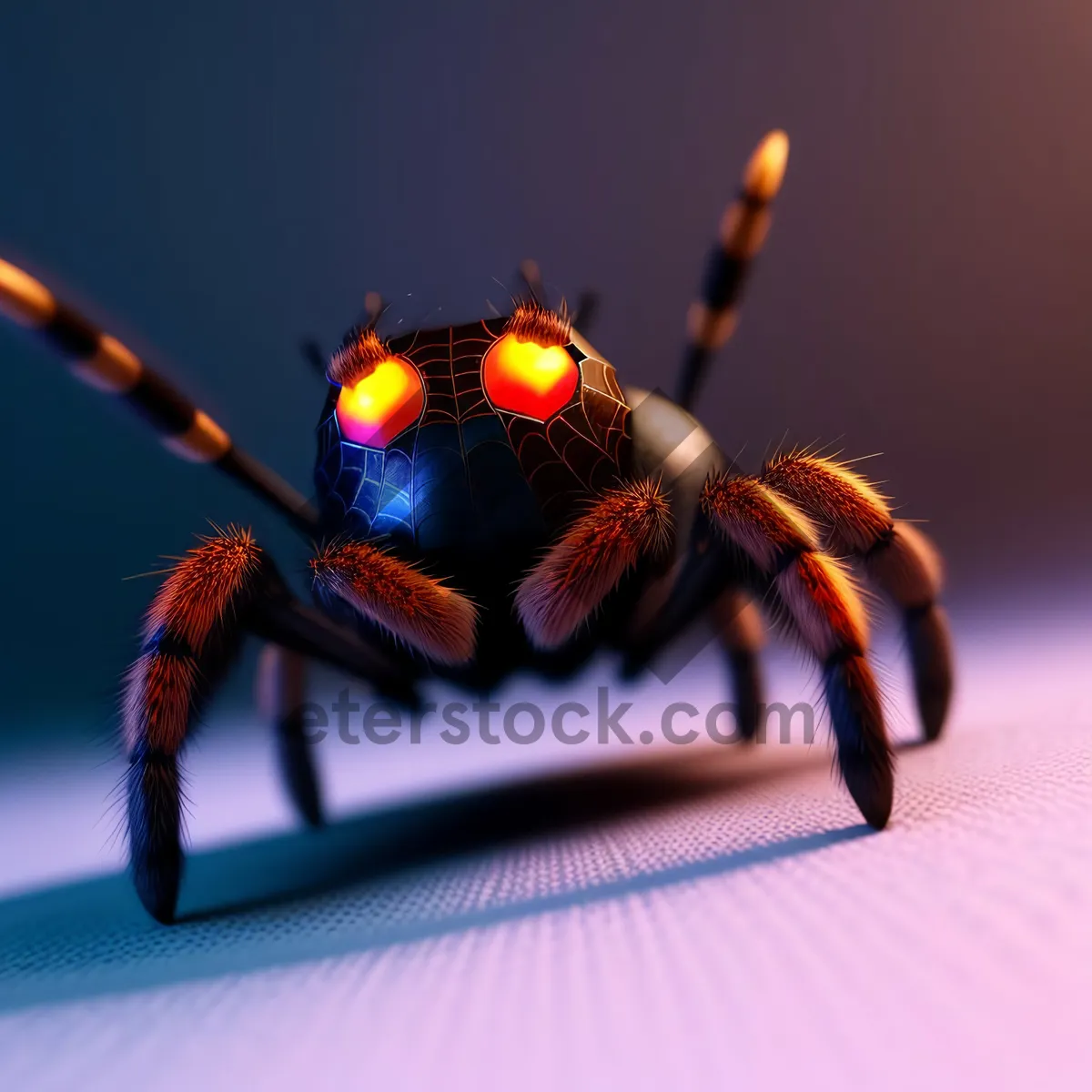 Picture of Closeup of a Barn Spider on a Plant