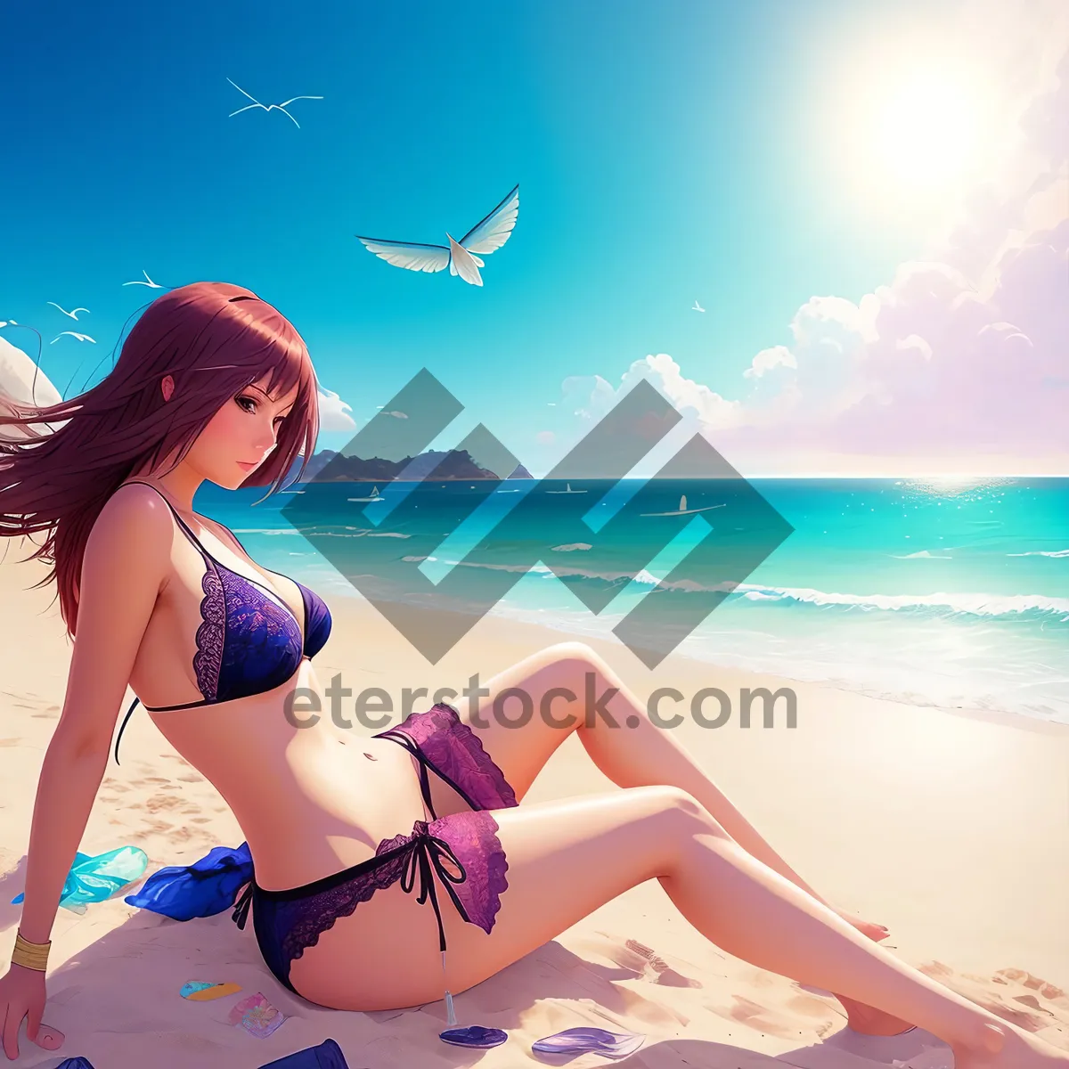 Picture of Sun-Kissed Bikini Babe on Tropical Beach