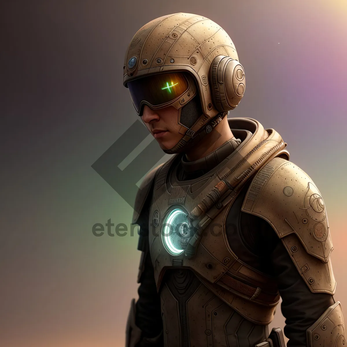 Picture of Warrior in Protective Helmet and Mask