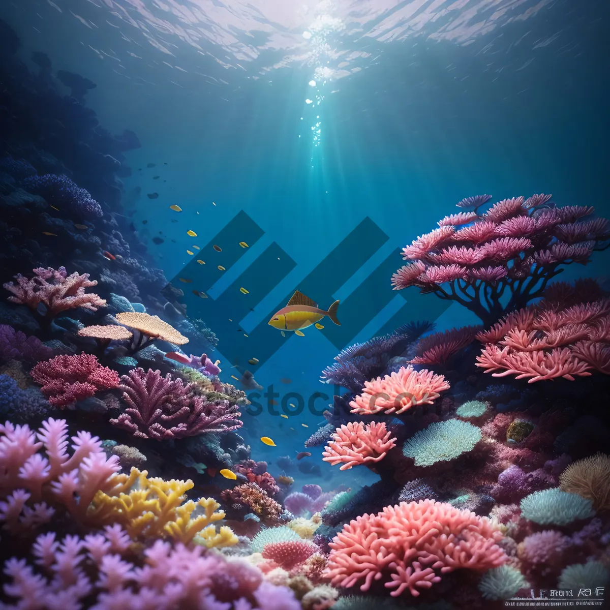 Picture of Vibrant Coral Reef Teeming with Marine Life