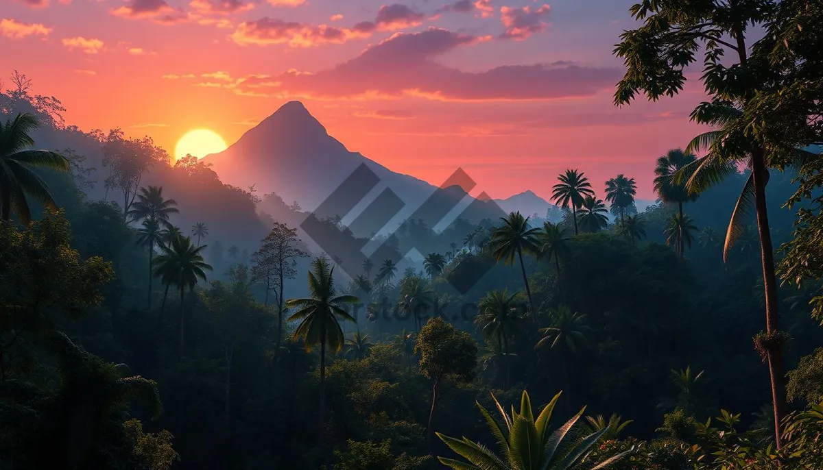Picture of Tropical beach paradise at sunset