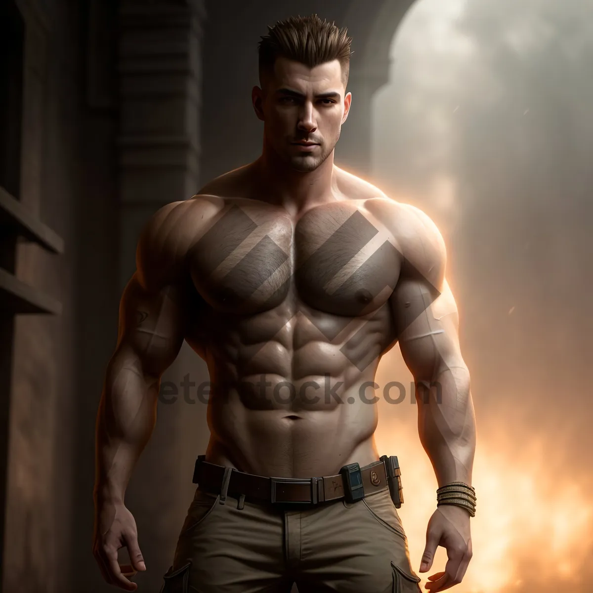 Picture of Muscular Male Bodybuilder Exuding Power and Confidence