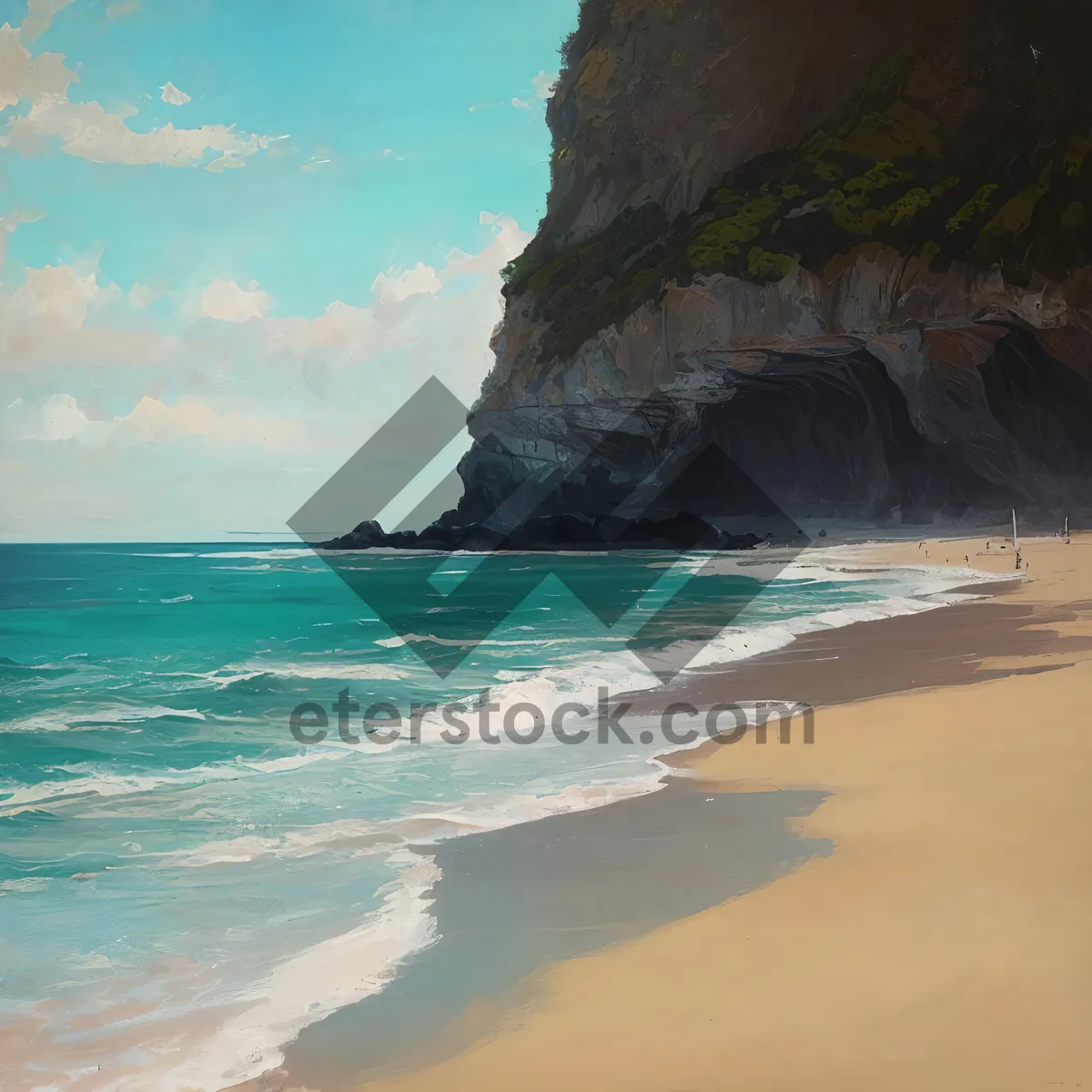 Picture of Sunset over tropical island beach paradise landscape