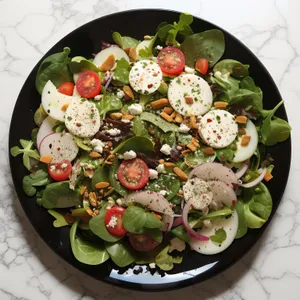 Delicious Plate of Gourmet Vegetable Salad with Cheese