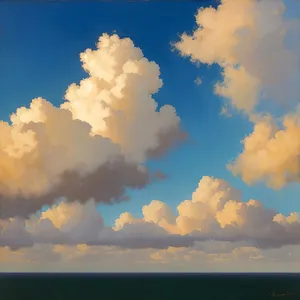 Fluffy Cumulus Clouds in Azure Sky