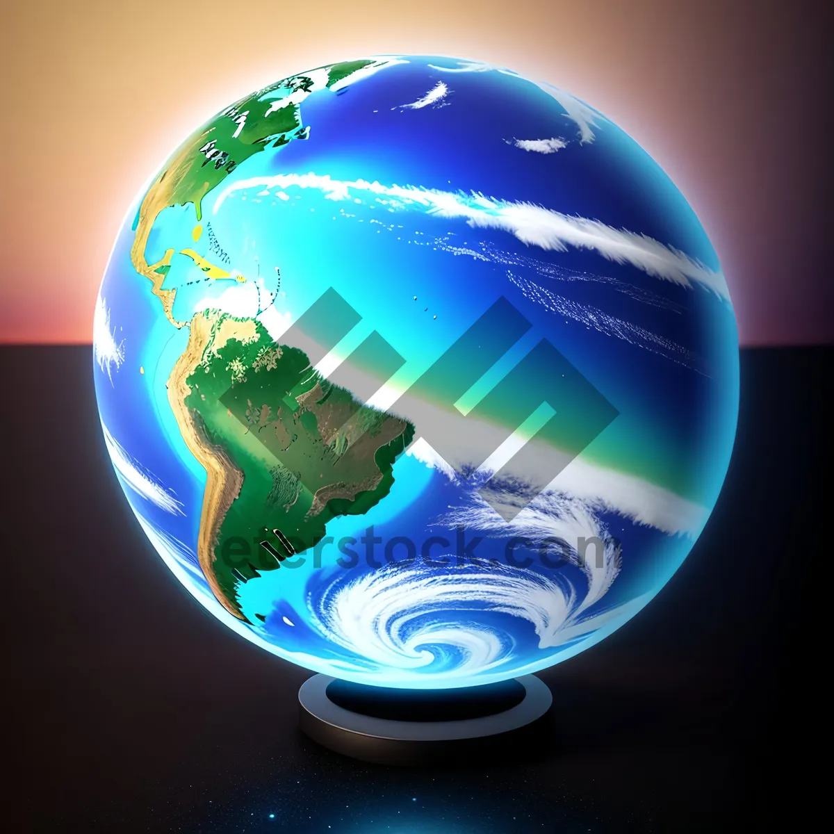 Picture of Global Earth Map on Glass Sphere