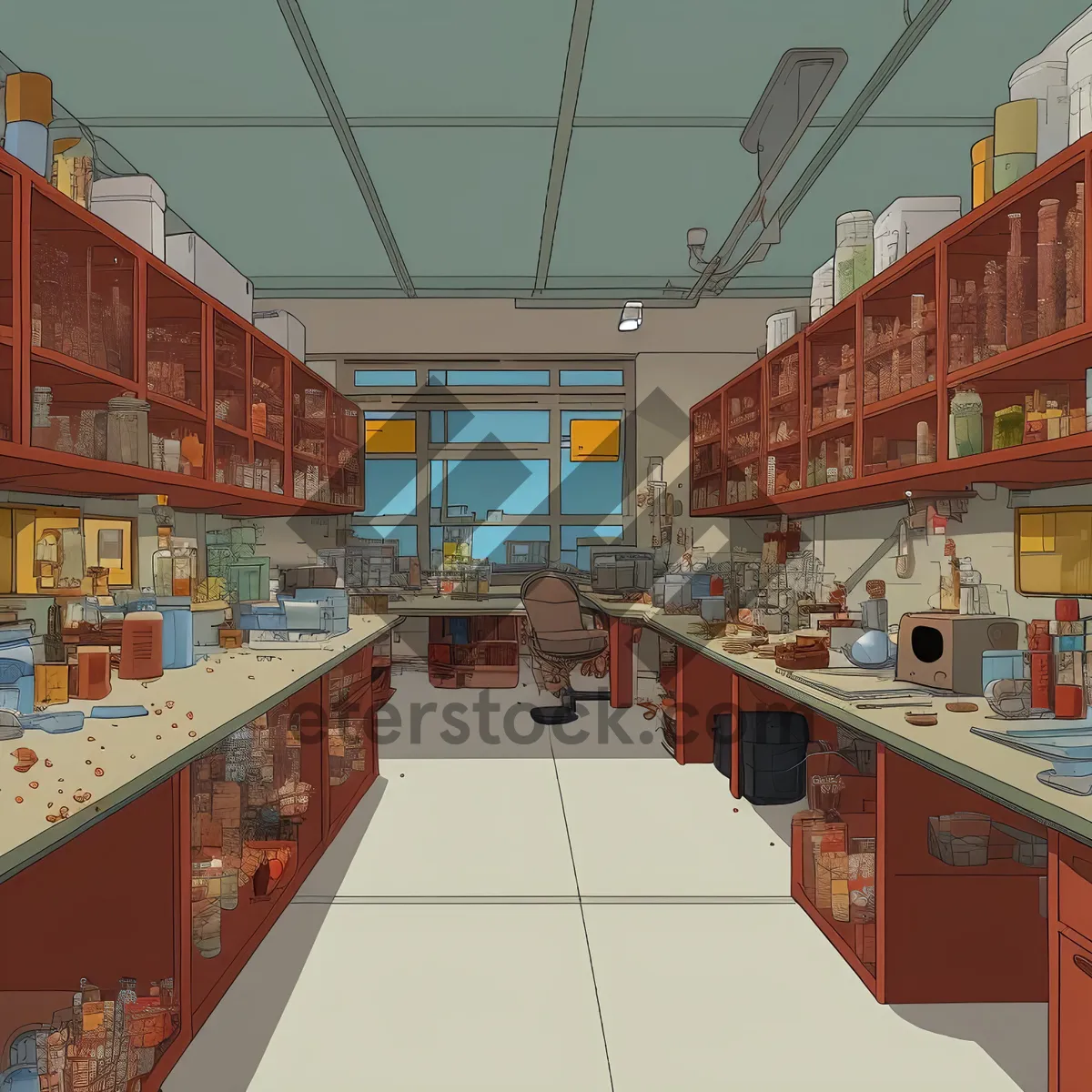 Picture of Modern supermarket interior architecture design - Grocery store.