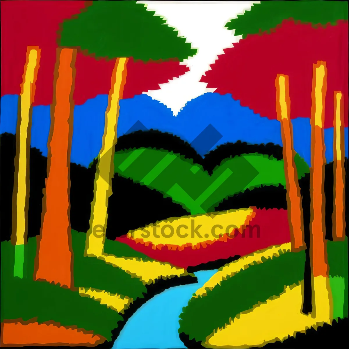 Picture of Colorful Pencil Art: Vibrant Rainbow Drawing with Crayons