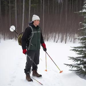 Adventure on Ice: Brave Skier Conquering Frosty Mountains.