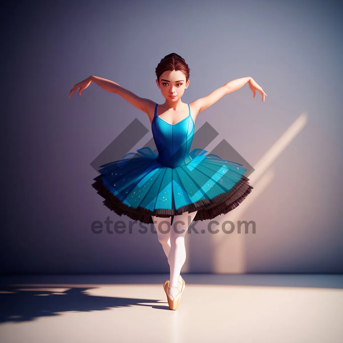 Picture of Energetic ballet dancer performs joyful mid-air jump