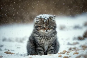 Gray Tabby Kitten with Whiskers and Curious Eyes