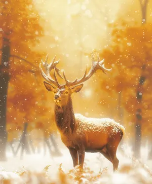 Wild Caribou Buck with Impressive Antlers in Nature