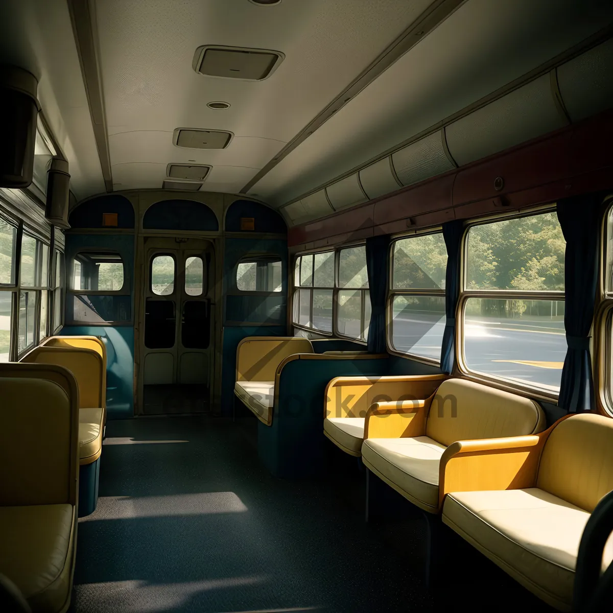 Picture of Modern Urban Passenger Car Interior with Supportive Seats