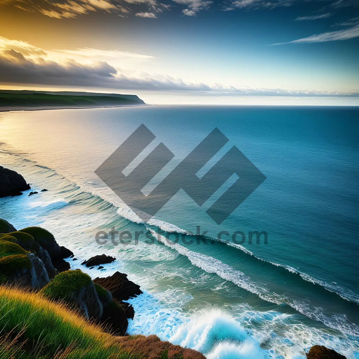 Picture of Sunset Waves on Serene Tropical Beach