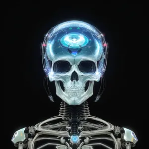 Skeletal Automaton Head Sculpture - Horror Concept