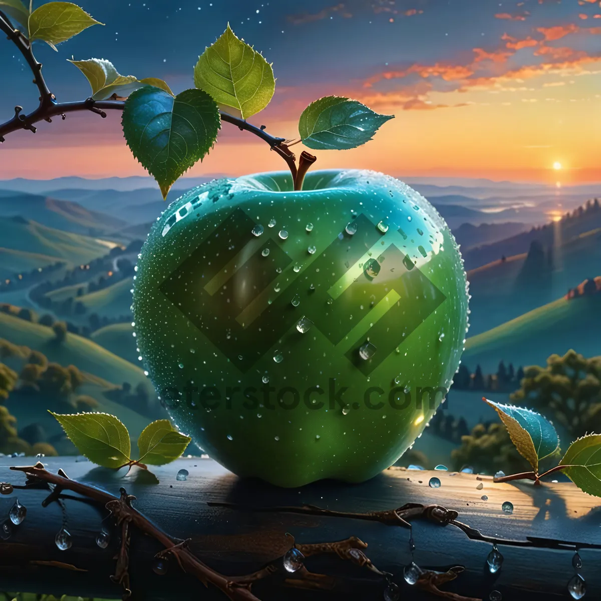 Picture of Fresh Granny Smith apple, nutritious and delicious fruit