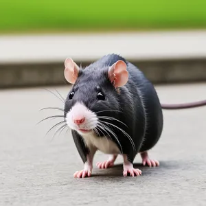 Cute Fluffy Rat with Whiskers and Furry Tail