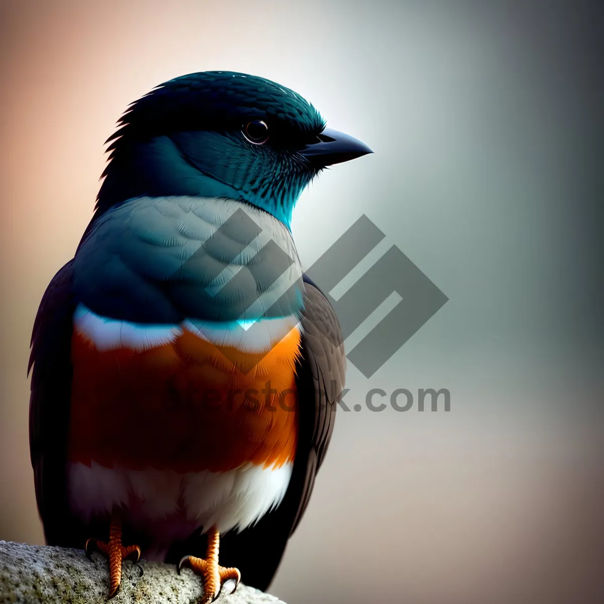 Picture of Wild Starling Perched on Winter Branch