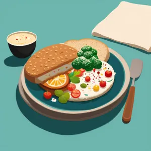 Healthy Vegetable Salad with Cheese and Tomato Slice