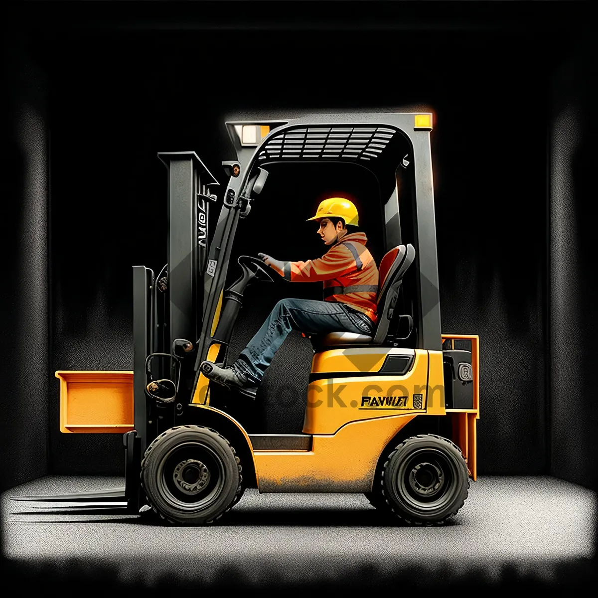 Picture of Heavy-duty Forklift Machine in Industrial Warehouse