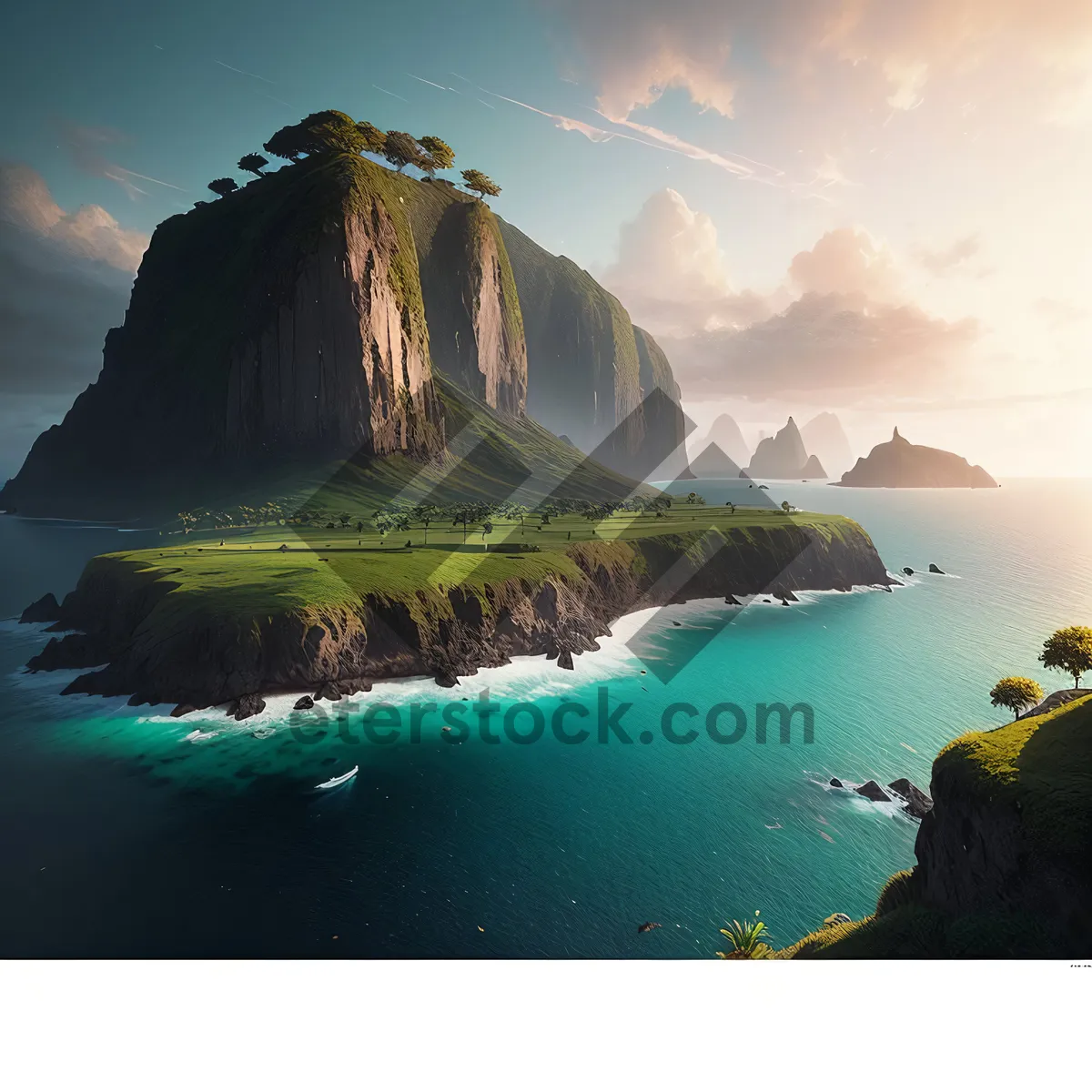 Picture of Serene Ocean Coastline Under Sunny Skies