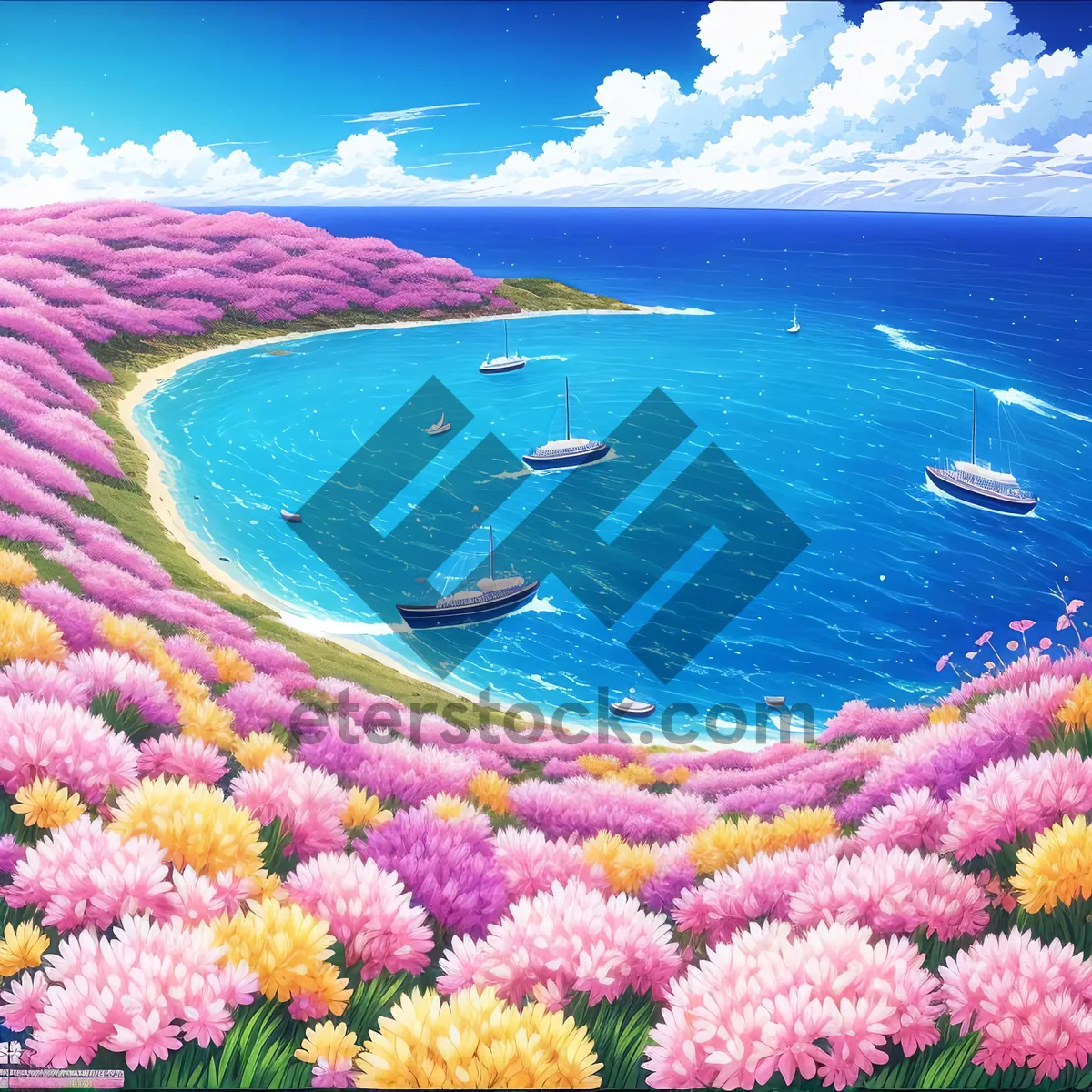 Picture of Pink Coral Reef Sparkling on Summer Beach.