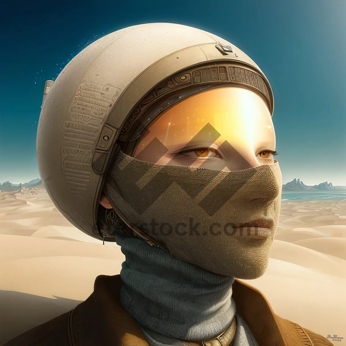 Picture of Stylish masked man in helmet and cap