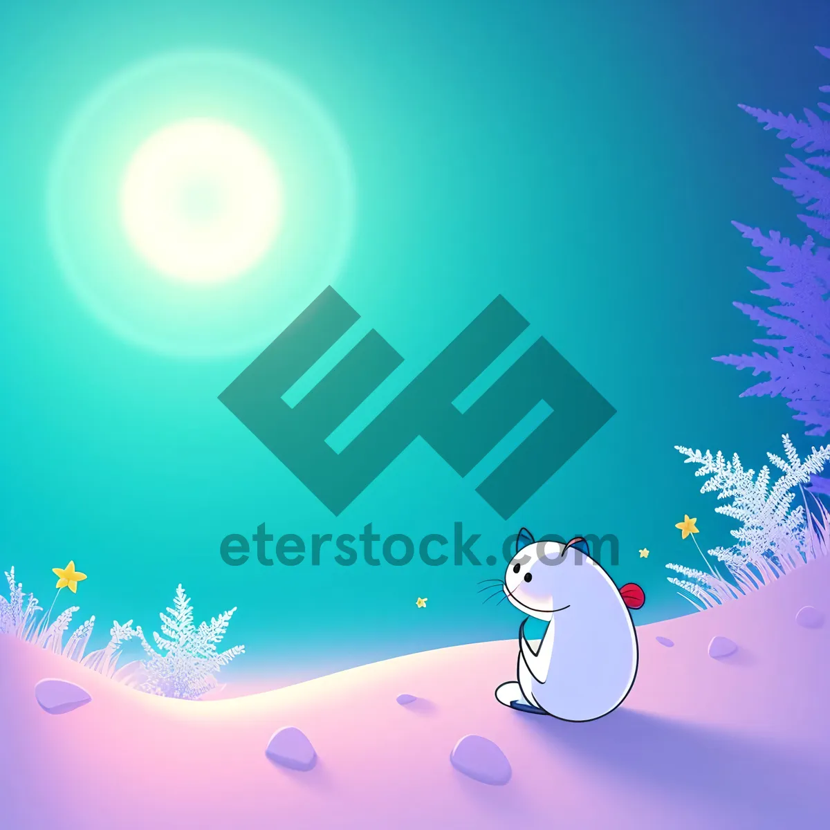 Picture of Winter Wonderland: Sparkling Snowman under Starlit Moon