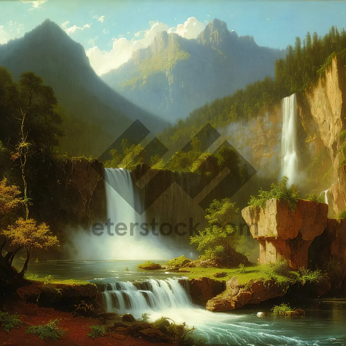 Picture of Wilderness Cascade: Majestic waterfall in scenic forest