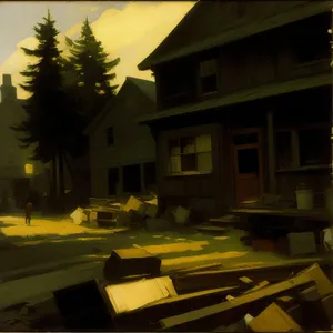 Modern Luxury Interior with Wood Furniture and Lamp