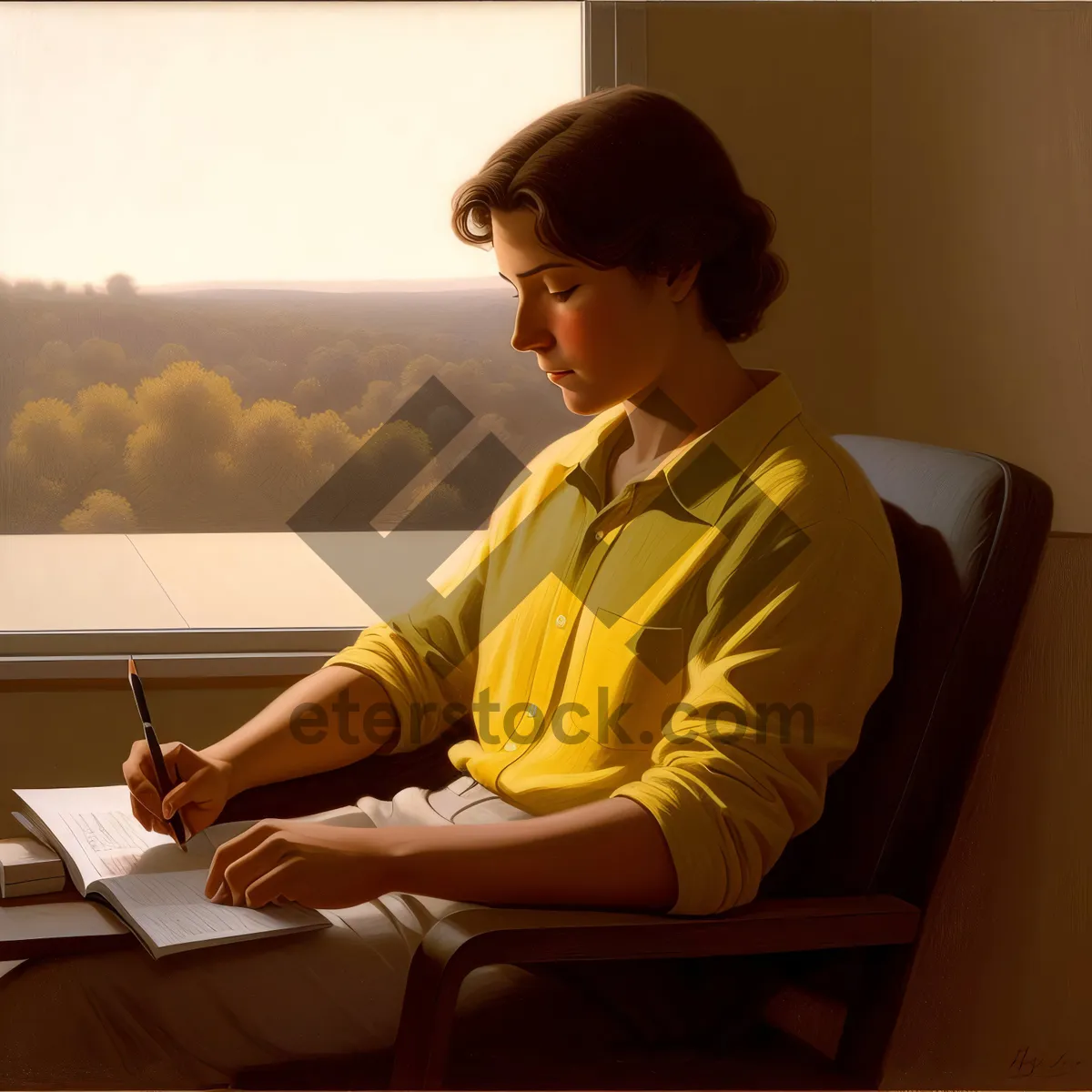 Picture of Successful Corporate Professional Working on Laptop at Modern Office Desk