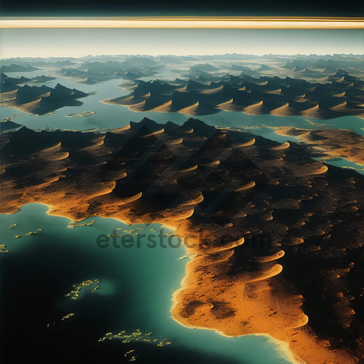 Picture of Golden Sunset Over Coastal Ocean Landscape