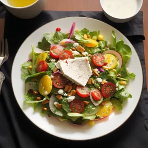 Delicious Gourmet Salad with Grilled Meat and Vegetables