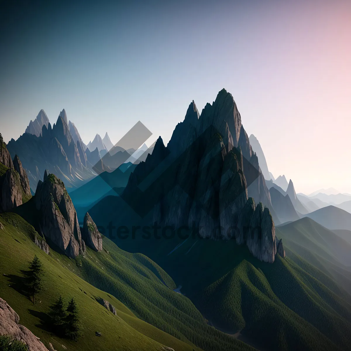 Picture of Majestic Alpine Peaks in Snowy Landscape