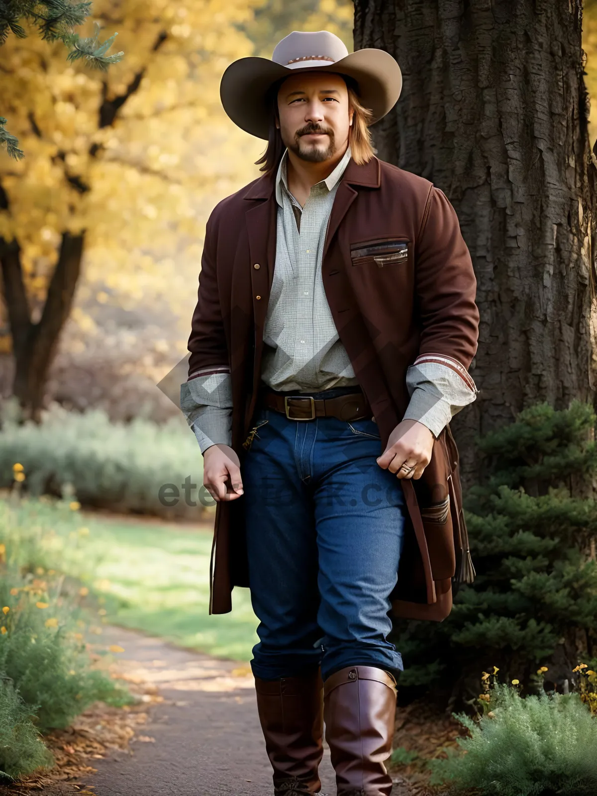 Picture of Smiling Person in Fashionable Cowboy Boots