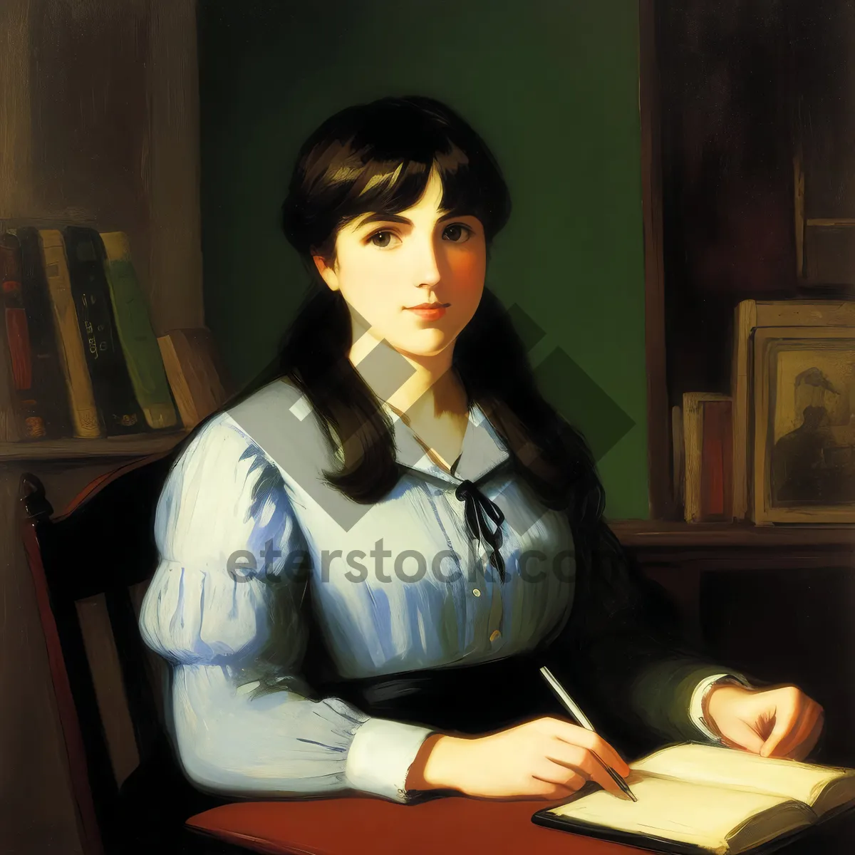 Picture of Smiling businesswoman working on laptop