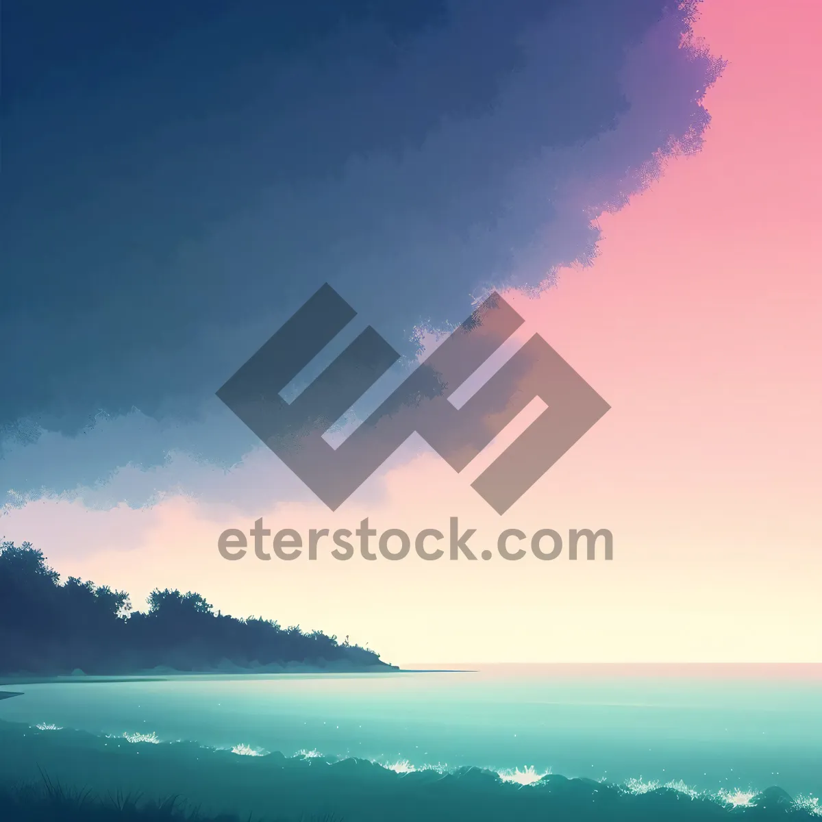 Picture of Awe-Inspiring Summer Sunset Over Clear Blue Skies