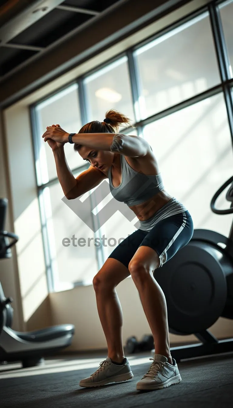 Picture of Healthy Fit Man Training with Barbell at Gym