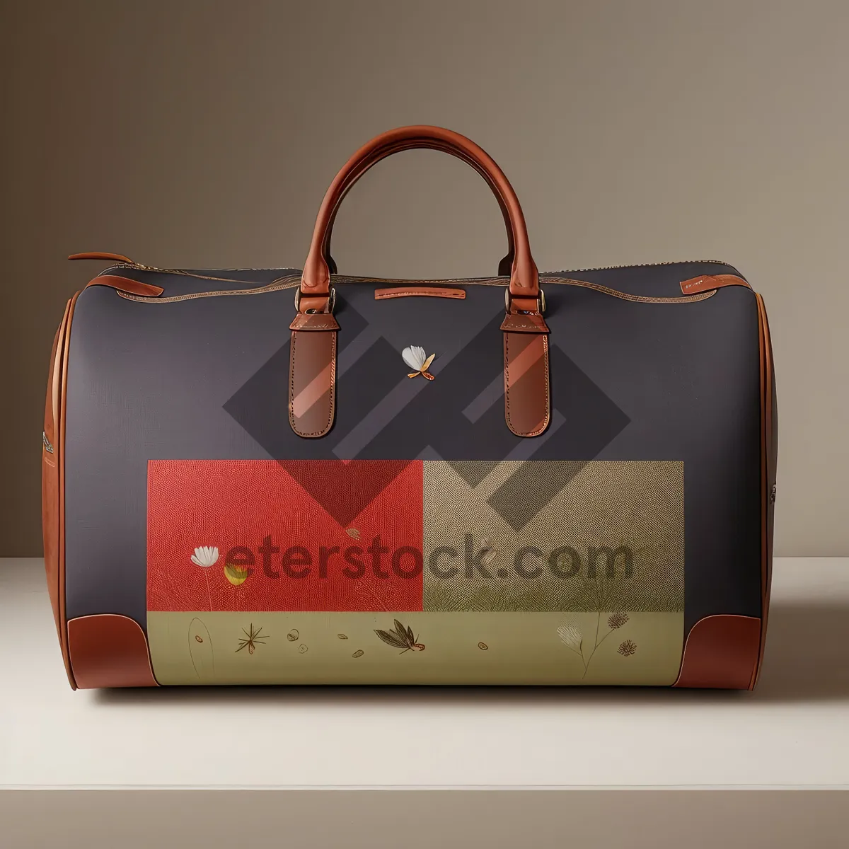 Picture of Leather Shopping Bag with Lock and Handle