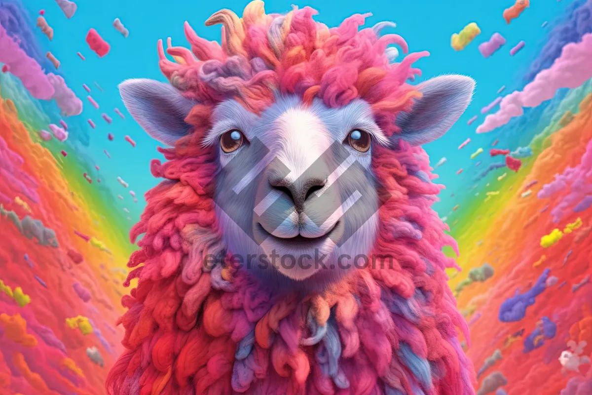 Picture of Portrait of a majestic ram in a field