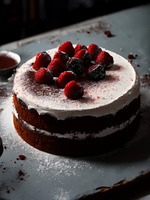 Delicious Fruit and Chocolate Cake with Berries