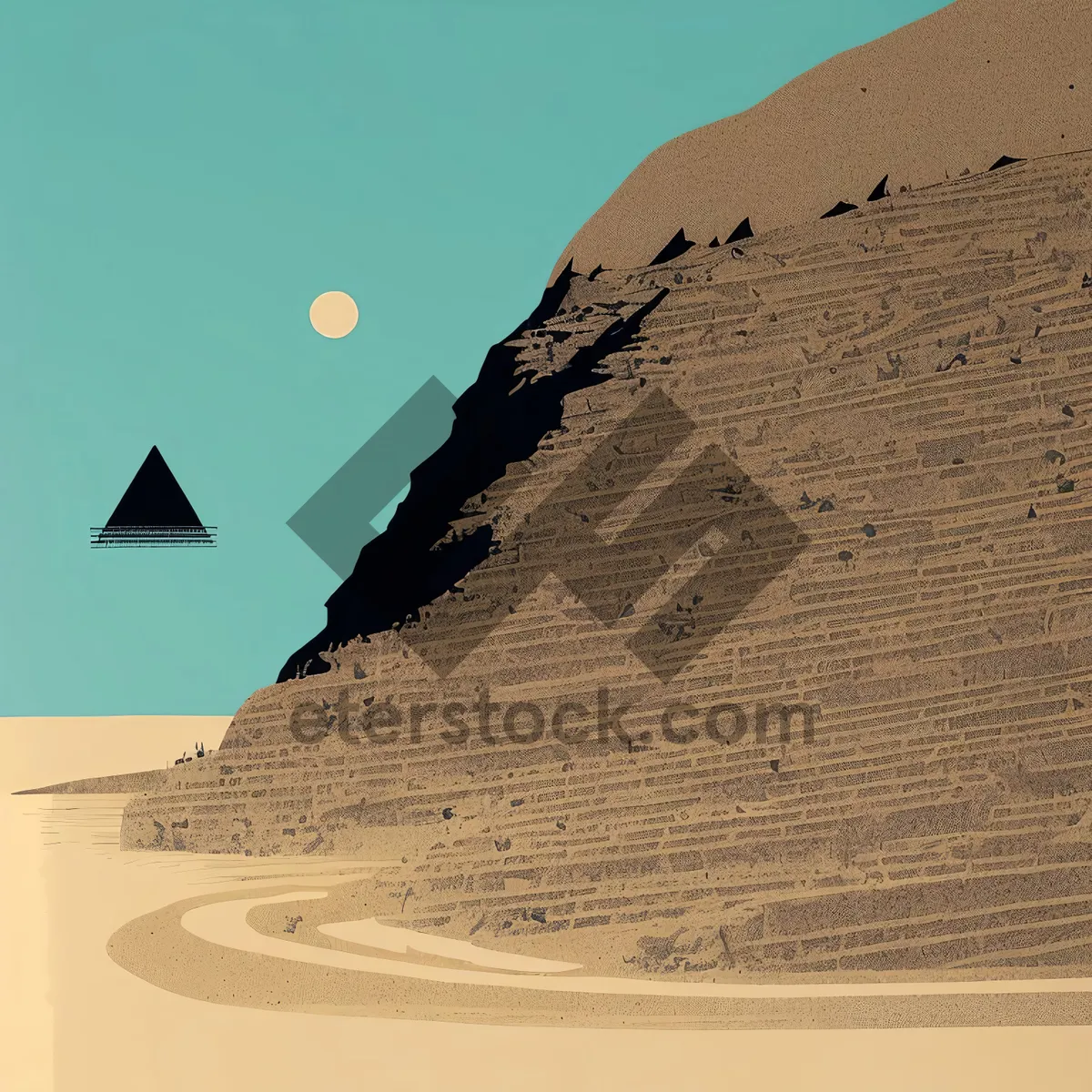 Picture of Majestic Ancient Desert Pyramid Amidst Vast Sand Dunes