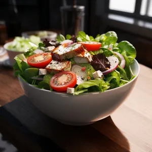 Delicious Vegetable Salad Plate closeup - Gourmet Cuisine.