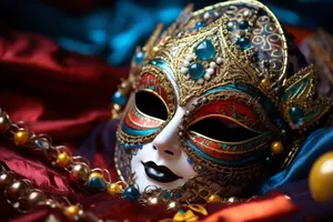 Golden Venetian Carnival Mask: Mysterious Fantasy Portrait