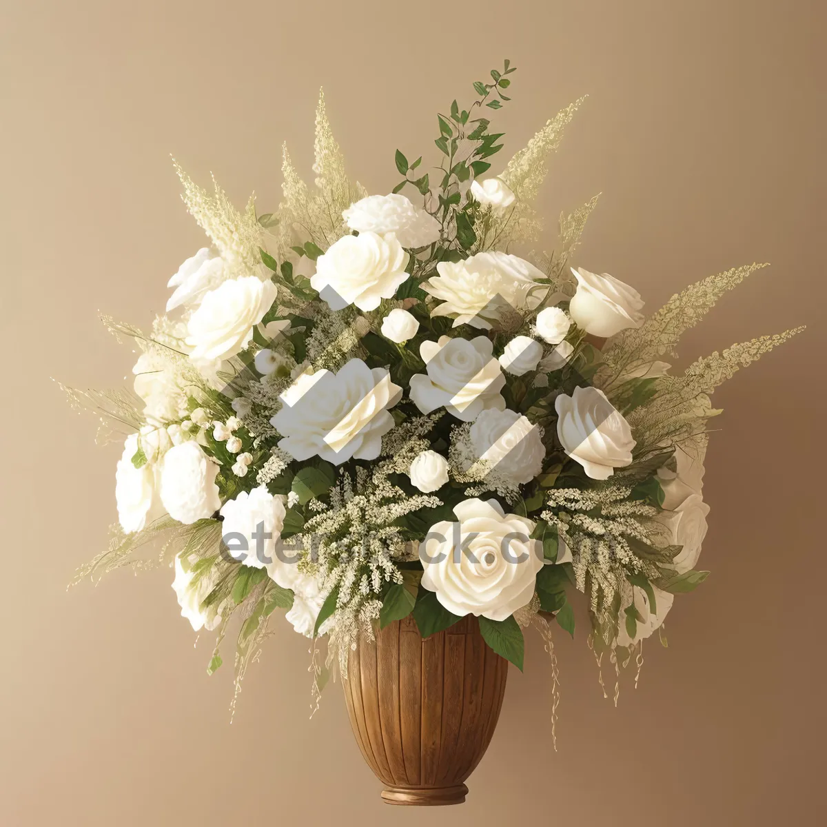 Picture of Blooming bridal wreath bouquet for spring wedding.