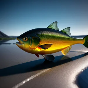 Colorful Tropical Goldfish Swimming in Aquarium