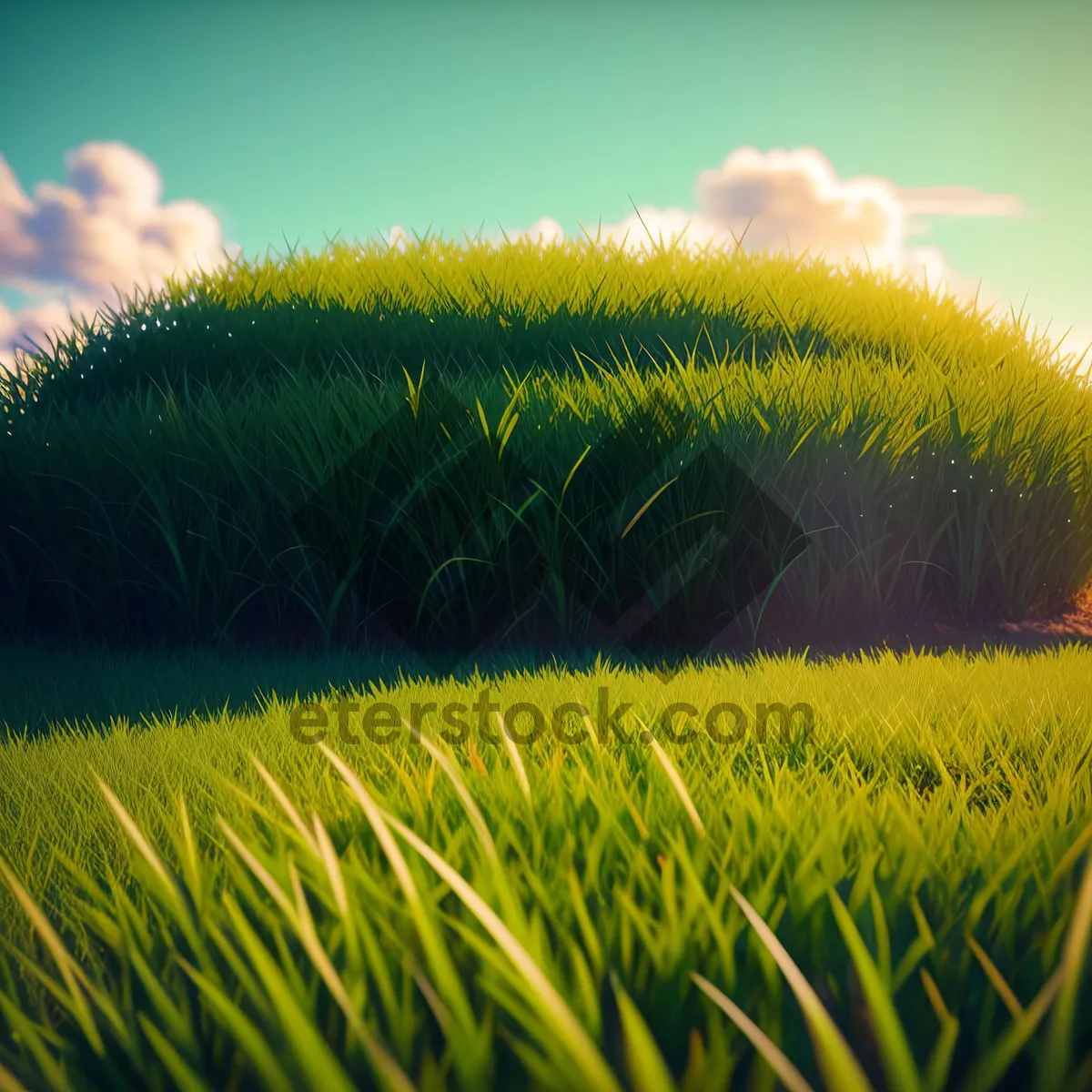 Picture of Golden Wheat Field Under Sunny Sky