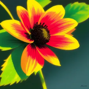 Bright Sunflower Blossom in Colorful Garden