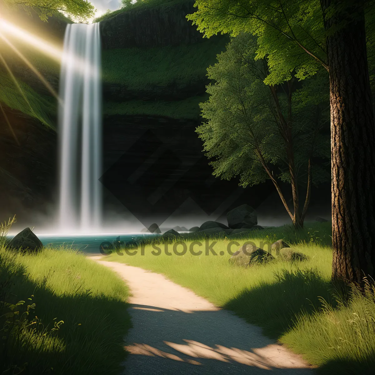 Picture of Idyllic Forest Sprinkler in Serene Summer Park