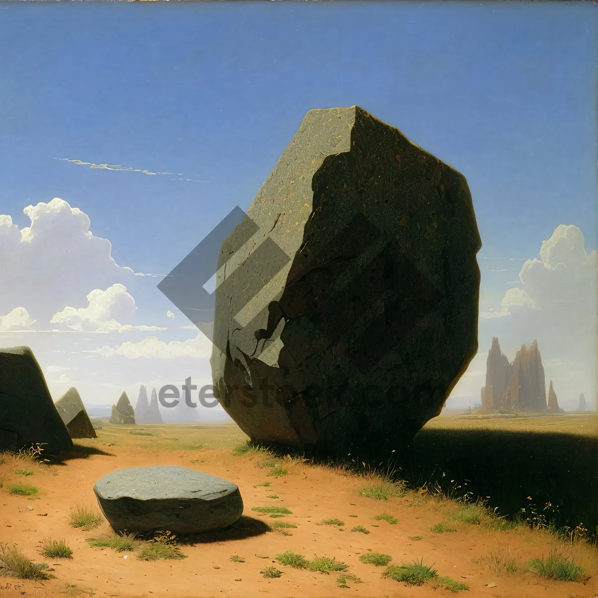 Picture of Majestic Megalith: Captivating Mountain Landscape with Sunlit Sky